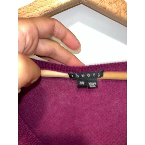 Theory cashmere blend short sleeve asymmetrical hem sweater top Small - Picture 2 of 8